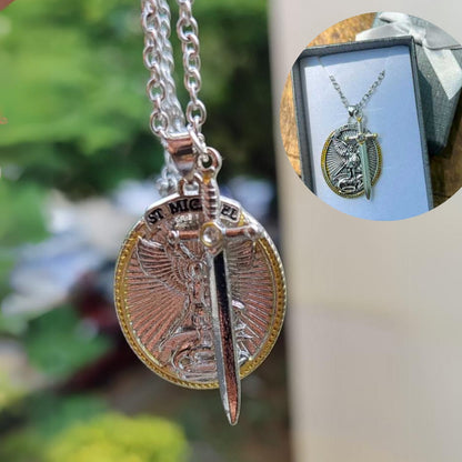 Atrae Prosperidad y Protección Divina 🙏 Collar de San Miguel Arcangel + Caja de regalo🎁