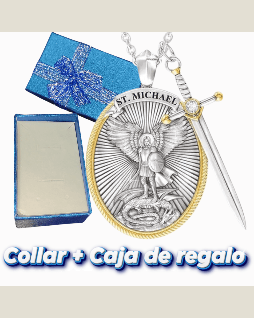 Atrae Prosperidad y Protección Divina 🙏 Collar de San Miguel Arcangel + Caja de regalo🎁