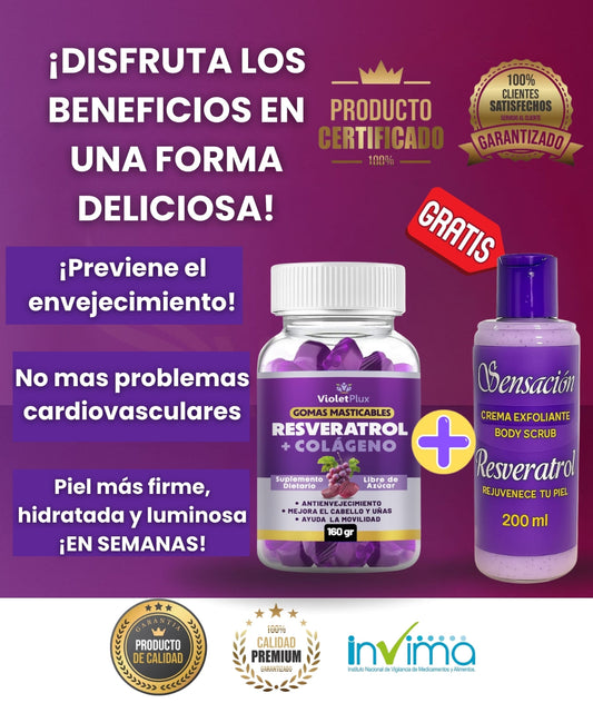GOMITAS RESVERATROL + OBSEQUIO🎁 EXFOLIANTE GRATIS